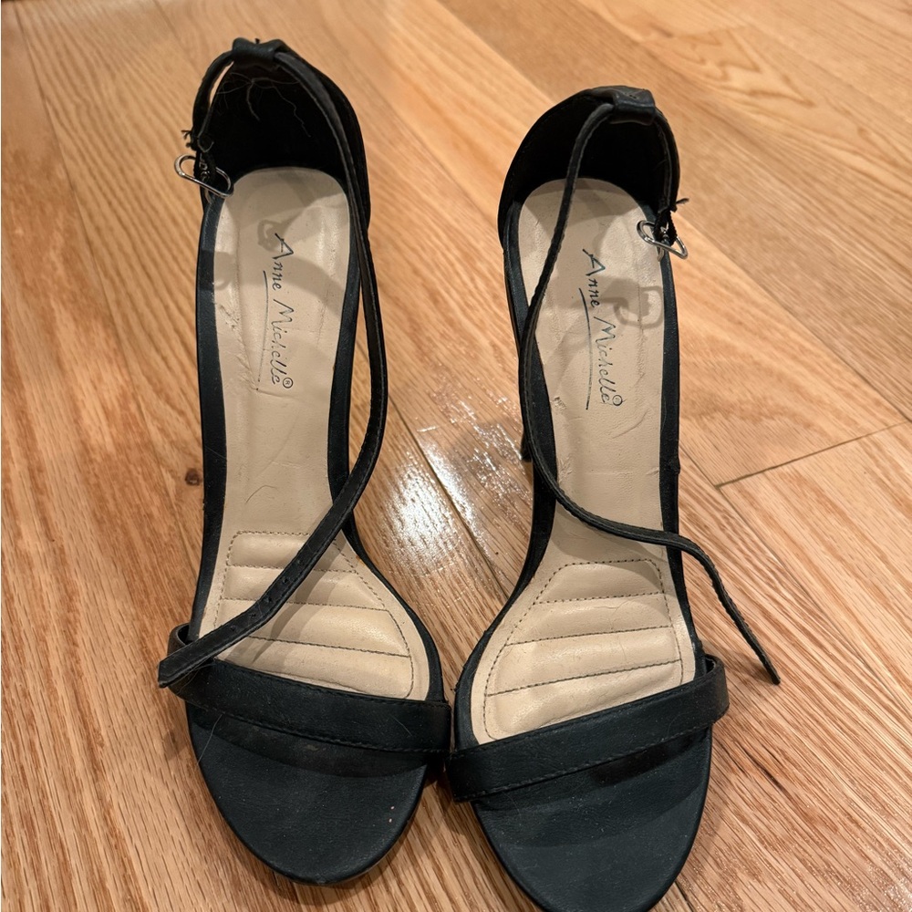 Anne Michelle Black Strappy Heels